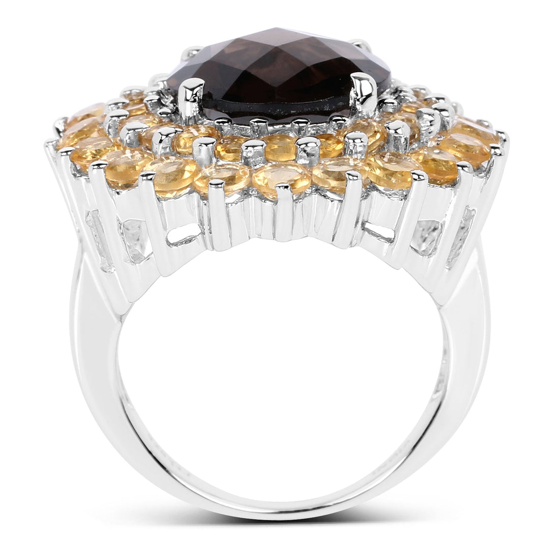 8.56 Carat Genuine Smoky Quartz &amp; Citrine .925 Sterling Silver Ring by Bids.com