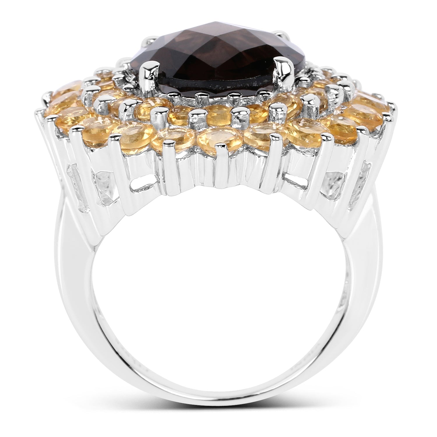 8.56 Carat Genuine Smoky Quartz &amp; Citrine .925 Sterling Silver Ring by Bids.com