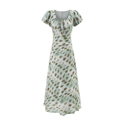 Summer Vintage Simple Holiday Series Casual Slim U Neck Dress by Ragazza