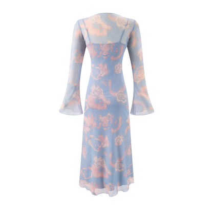 Summer Casual Sexy Micro Stretch Long Sleeve Waist Slimming Figure Dress by Ragazza