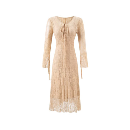 Summer Vintage Adult Woman Casual Drawstring Strap Flattering Figure Dress by Ragazza