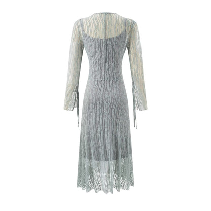 Summer Vintage Adult Woman Casual Drawstring Strap Flattering Figure Dress by Ragazza