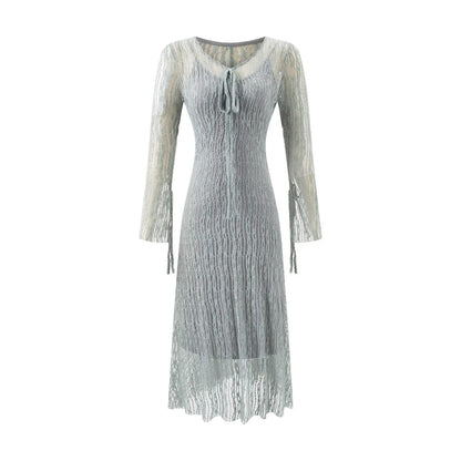 Summer Vintage Adult Woman Casual Drawstring Strap Flattering Figure Dress by Ragazza