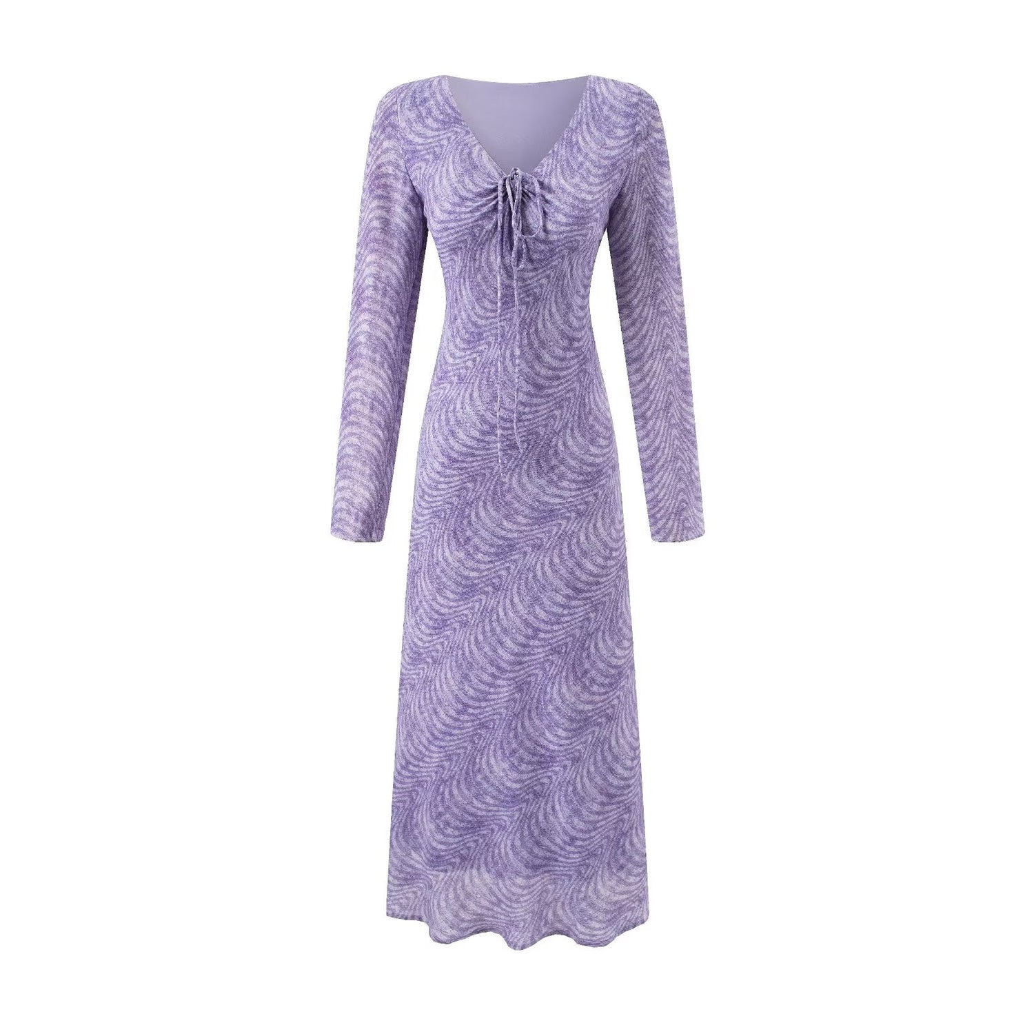 Summer Vacation Beach Casual Sexy V neck Tied Long Sleeves Dress by Ragazza