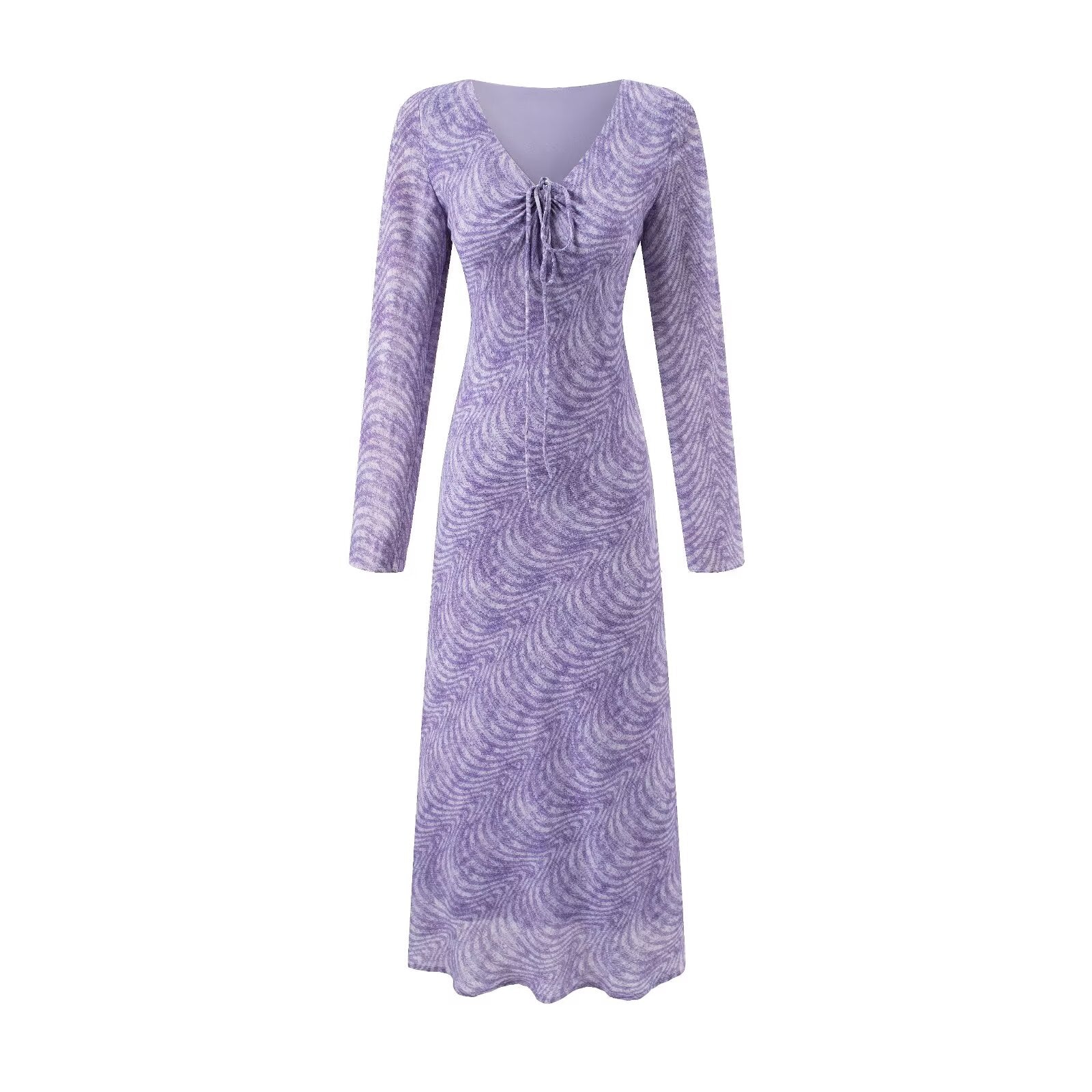 Summer Vacation Beach Casual Sexy V neck Tied Long Sleeves Dress by Ragazza