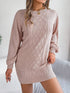 Autumn Winter Solid Color Twist Fitted Waist Lantern Long Sleeve Sweater Dress Women Clothing Without belt by Ragazza