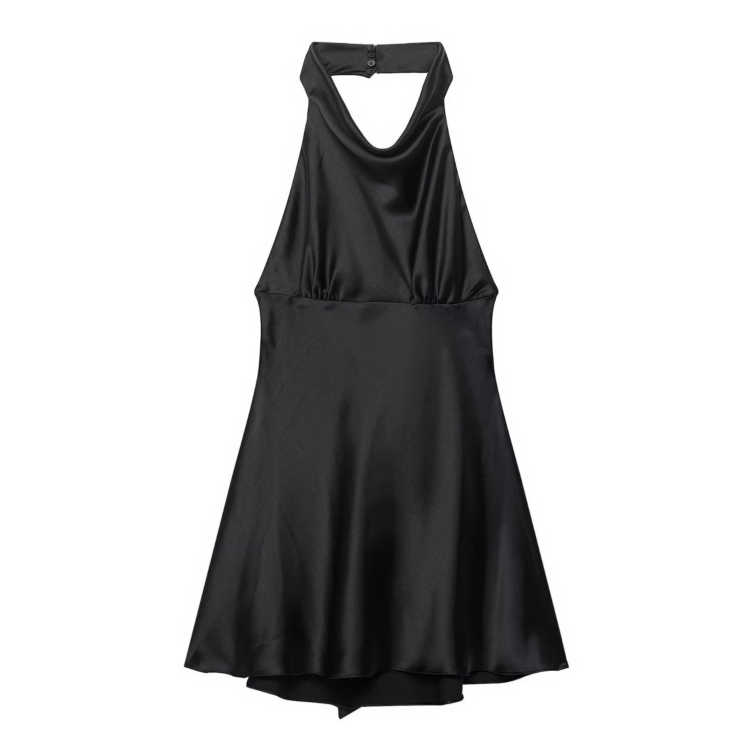 Women Clothing French Silk Satin Texture Waist Tight Halter Short Dress by Ragazza