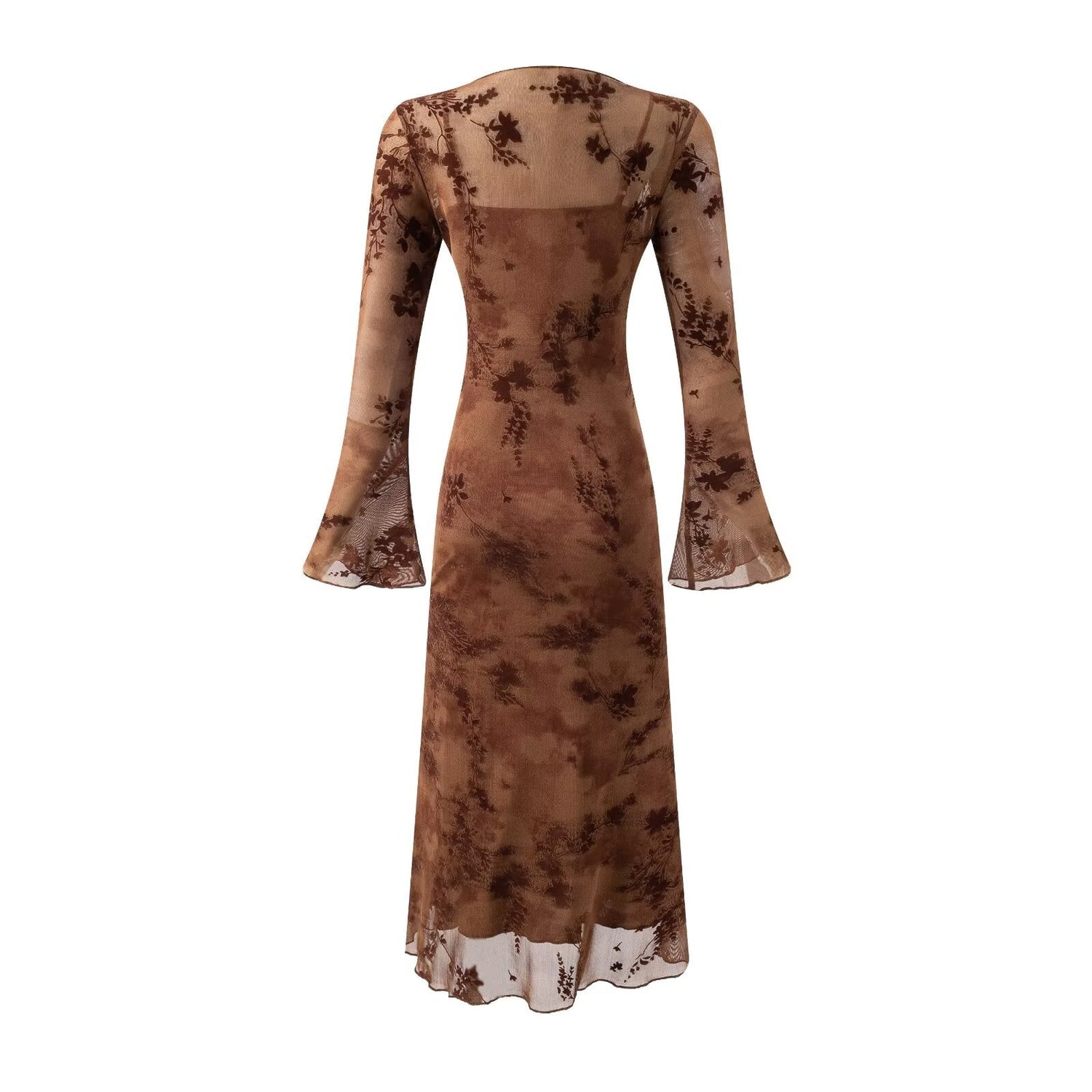 Summer Mesh Jacquard Casual off Neck Bell Sleeve Dress by Ragazza
