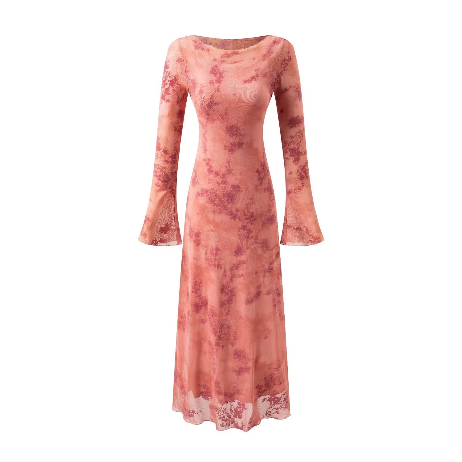 Summer Mesh Jacquard Casual off Neck Bell Sleeve Dress by Ragazza