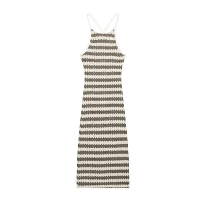 Autumn Women Clothing Sexy Striped Spaghetti Straps Dress by Ragazza