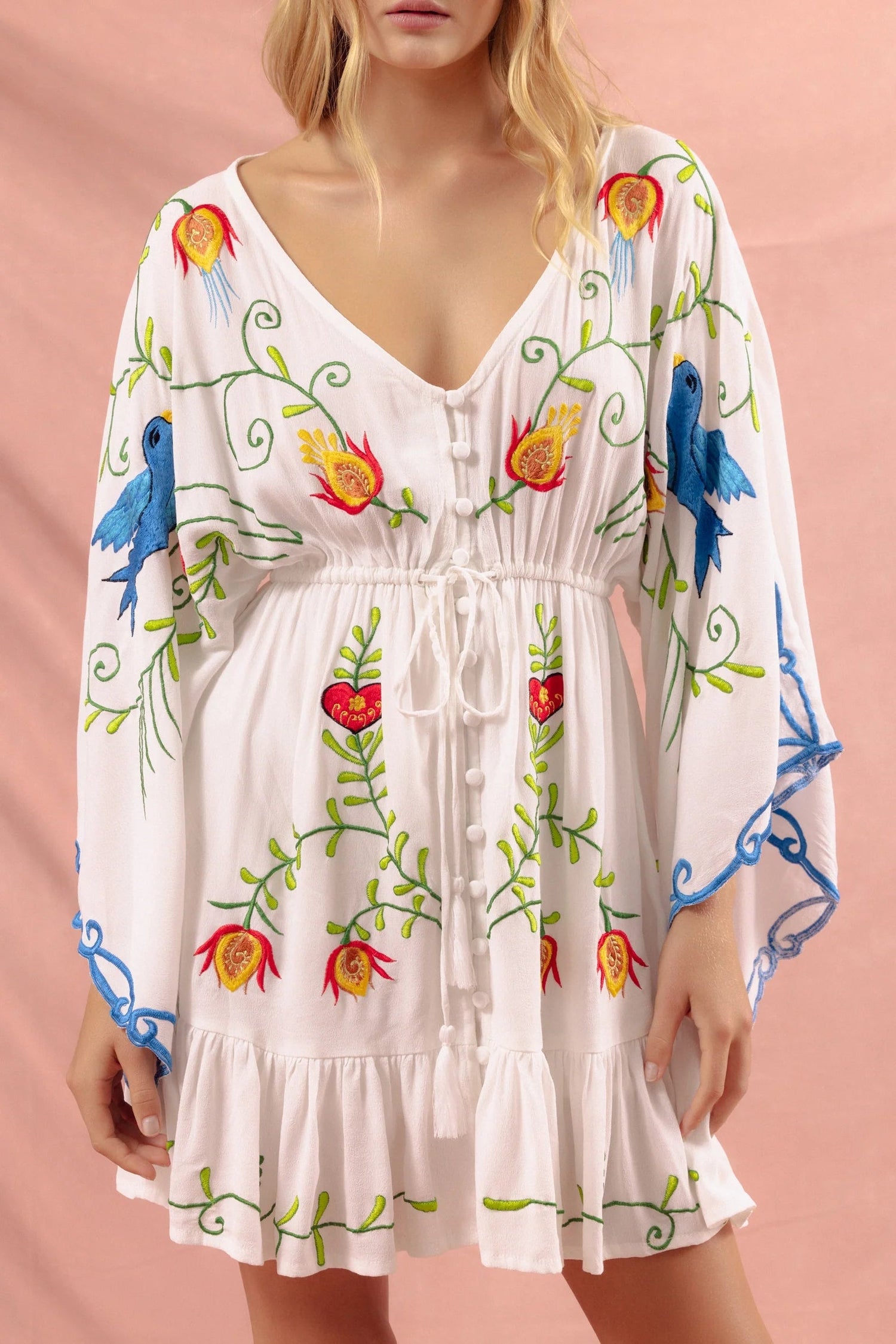 Women Flower Embroidered Tassel Decorated Dress by Ragazza