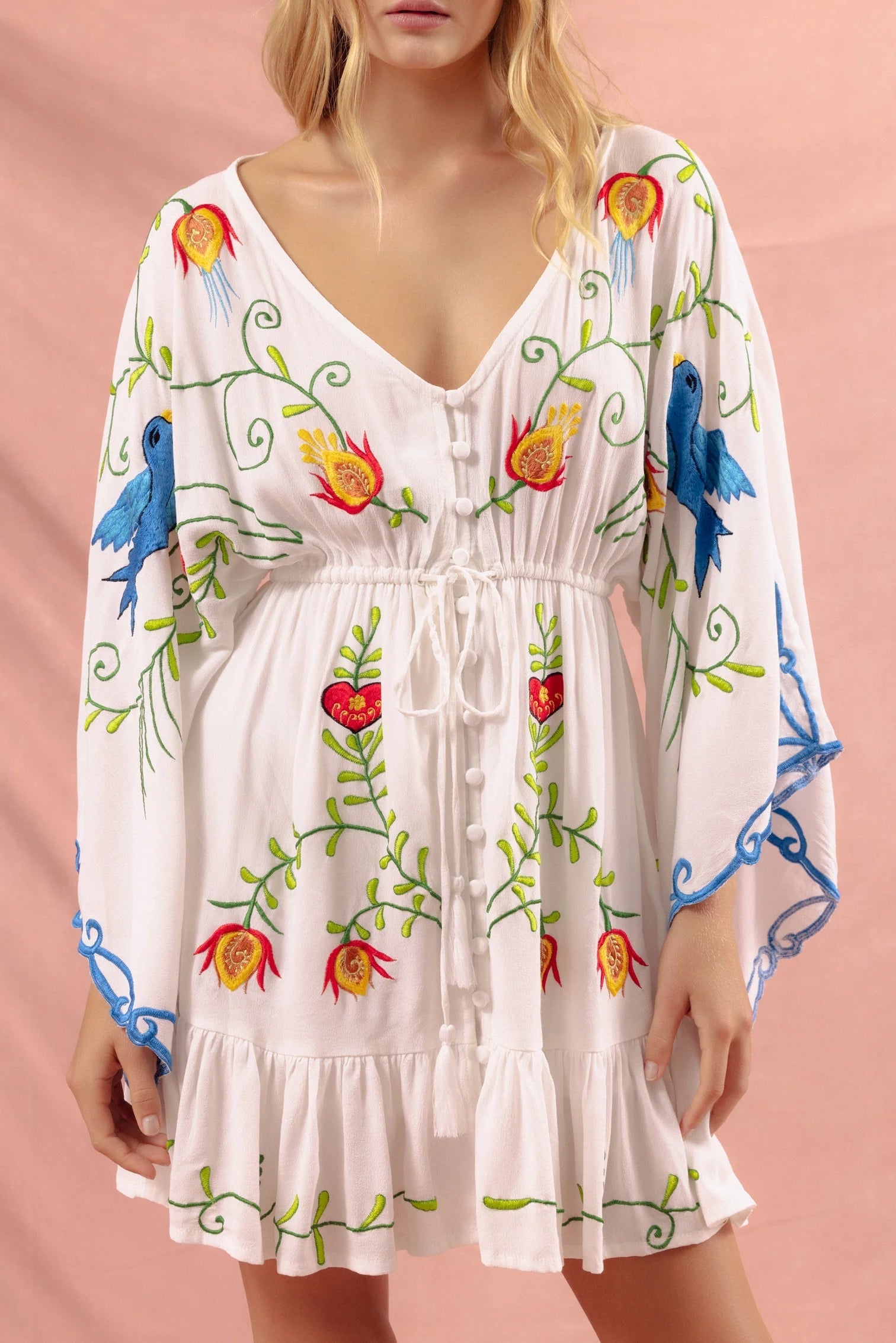 Women Flower Embroidered Tassel Decorated Dress by Ragazza
