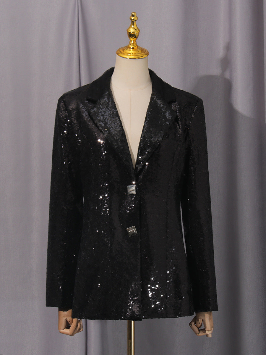 Elegant Light Luxury Long Sleeve Two Piece Sets Autumn Sequin Design High Sense Slimming by Ragazza