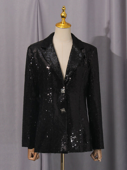 Elegant Light Luxury Long Sleeve Two Piece Sets Autumn Sequin Design High Sense Slimming by Ragazza
