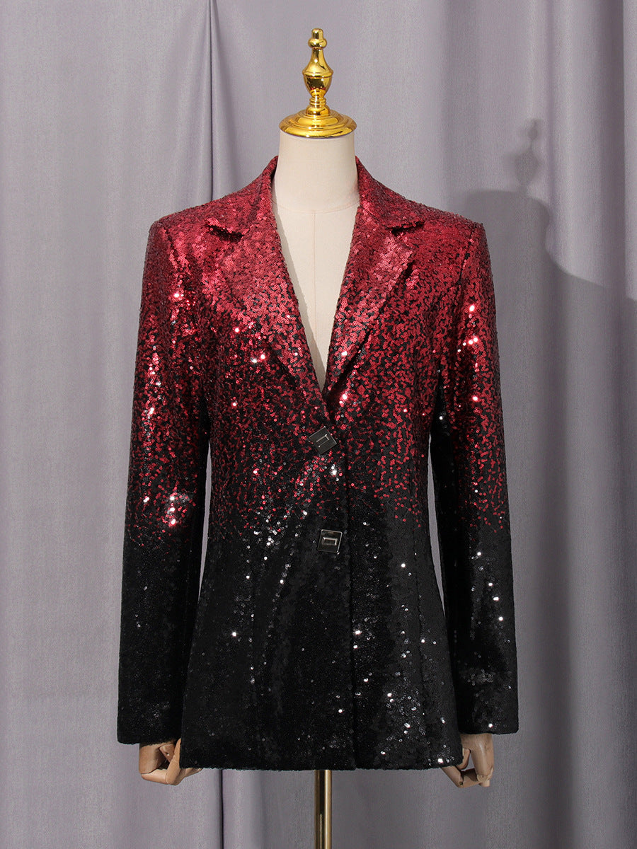 Elegant Light Luxury Long Sleeve Two Piece Sets Autumn Sequin Design High Sense Slimming by Ragazza