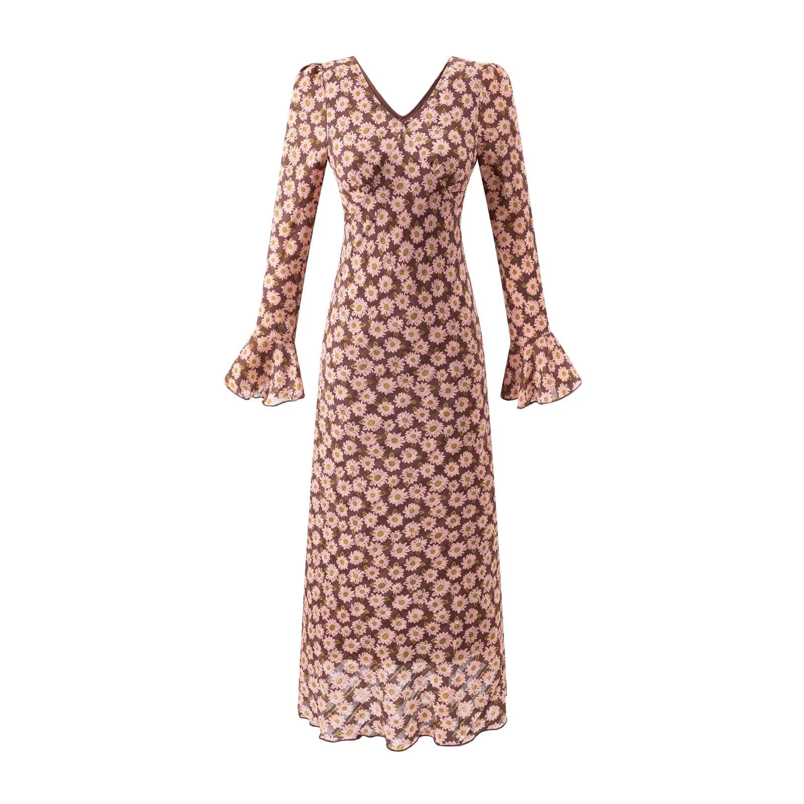 Women Clothing Mid Length Floral Printed V neck Dress by Ragazza