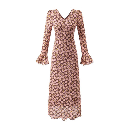 Women Clothing Mid Length Floral Printed V neck Dress by Ragazza