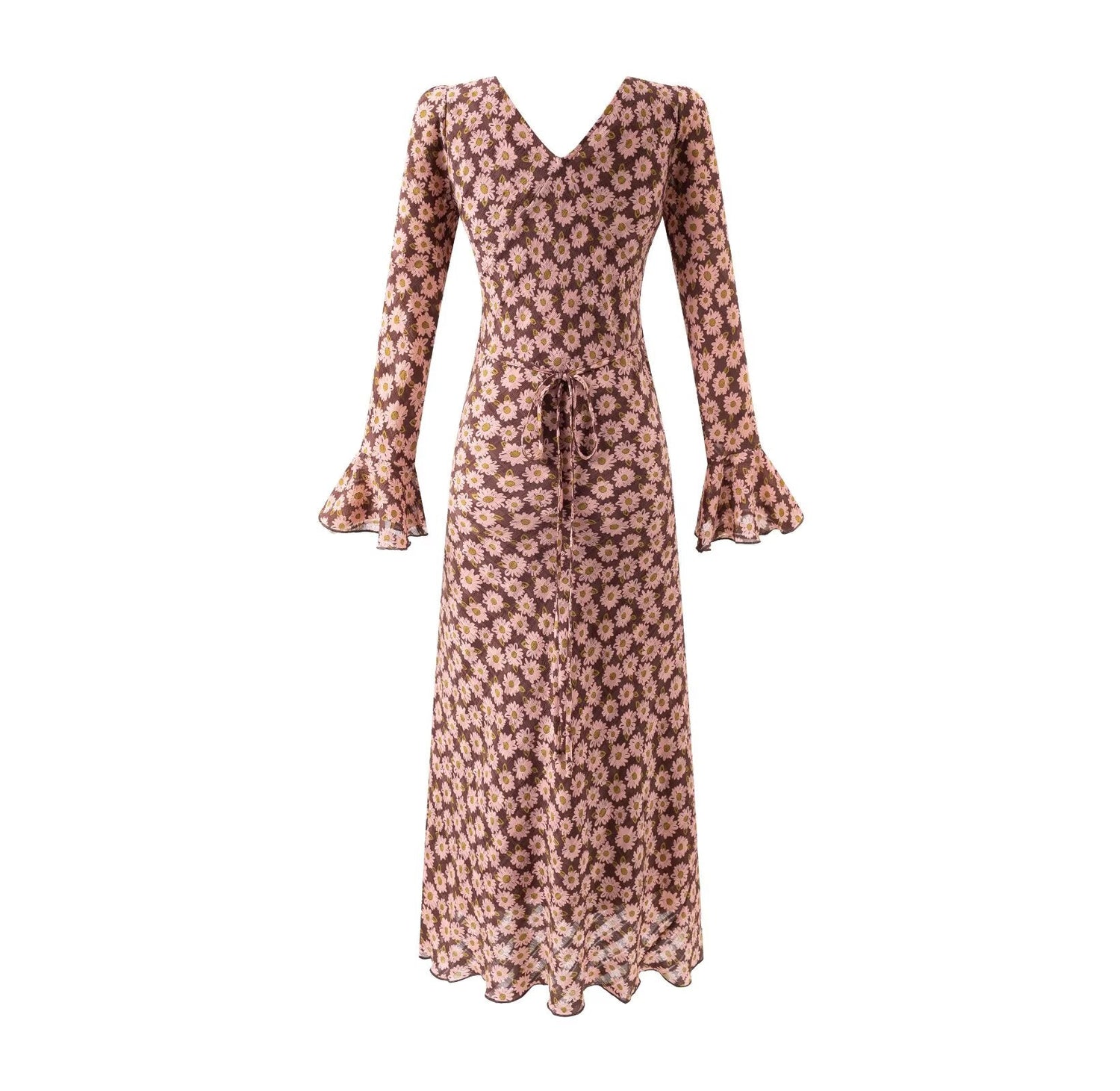 Women Clothing Mid Length Floral Printed V neck Dress by Ragazza