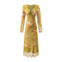 Floral Mid Length Dress Printed Yellow Summer Women Clothing Picture Color Stitching Midi Dress by Ragazza