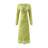 Summer Wind Women Long Sleeve V neck Printed Dress by Ragazza