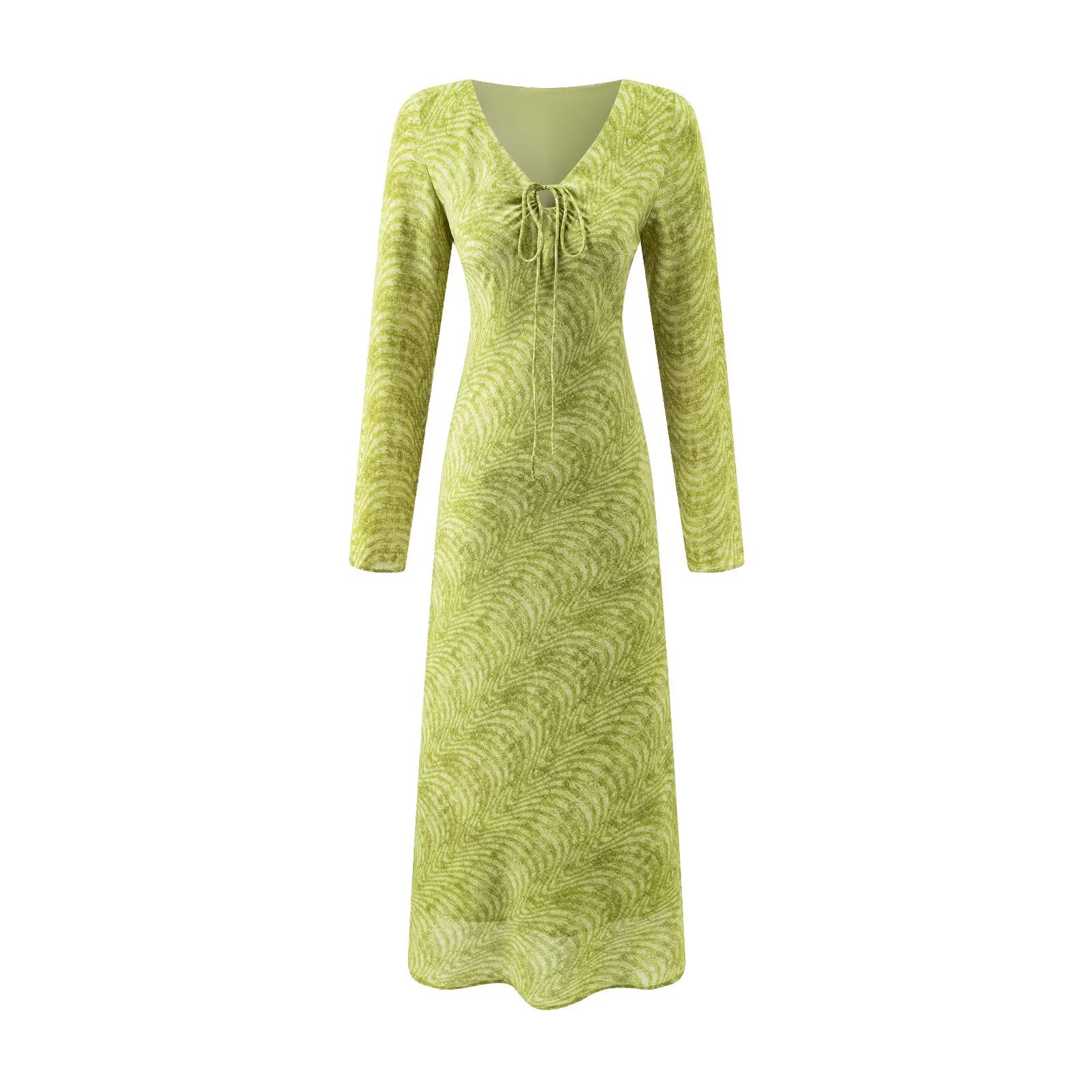 Summer Wind Women Long Sleeve V neck Printed Dress by Ragazza