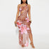 Women Clothing Diagonal Collar Hollow Out Cutout out See through Mesh Floral Print Dress by Ragazza