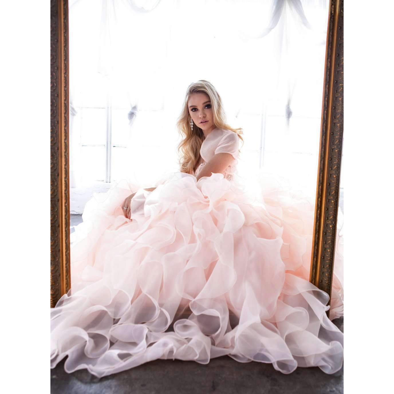 Juliet 1418 Cinderella Ball Gown Organza Ruffle Skirt Beaded Corset Bodice by DiscountDressShop