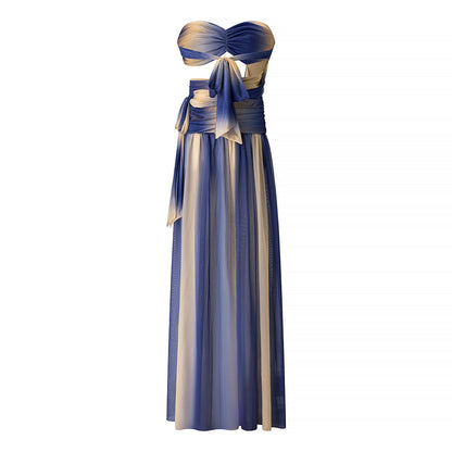 Women Wear Slim Starfish Decorative Tube Top Slit Dress by Ragazza