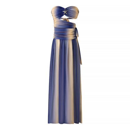 Women Wear Slim Starfish Decorative Tube Top Slit Dress by Ragazza