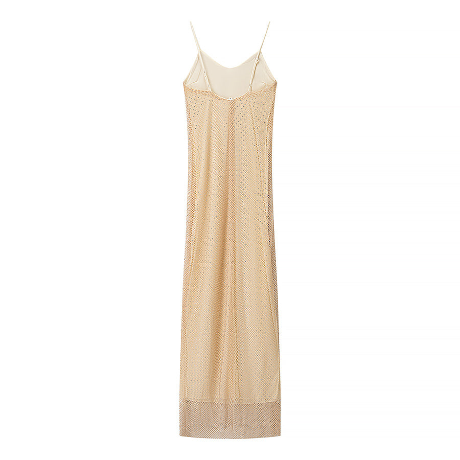 Women Clothing Bright Diamond Decoration Slim Slip Dress Sexy Feminine Dress by Ragazza