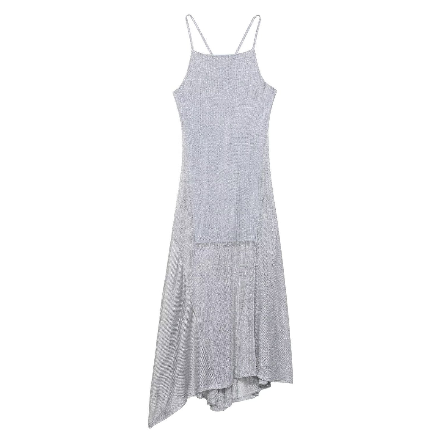 Women Wear Metal Color Thread Midi Dress Sling Dress by Ragazza