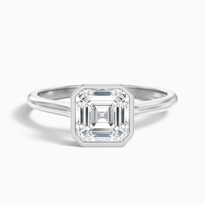 Louisa 3 Carat Asscher Cut Lab Grown Diamond Bezel Set Engagement Ring in 925 Sterling Silver