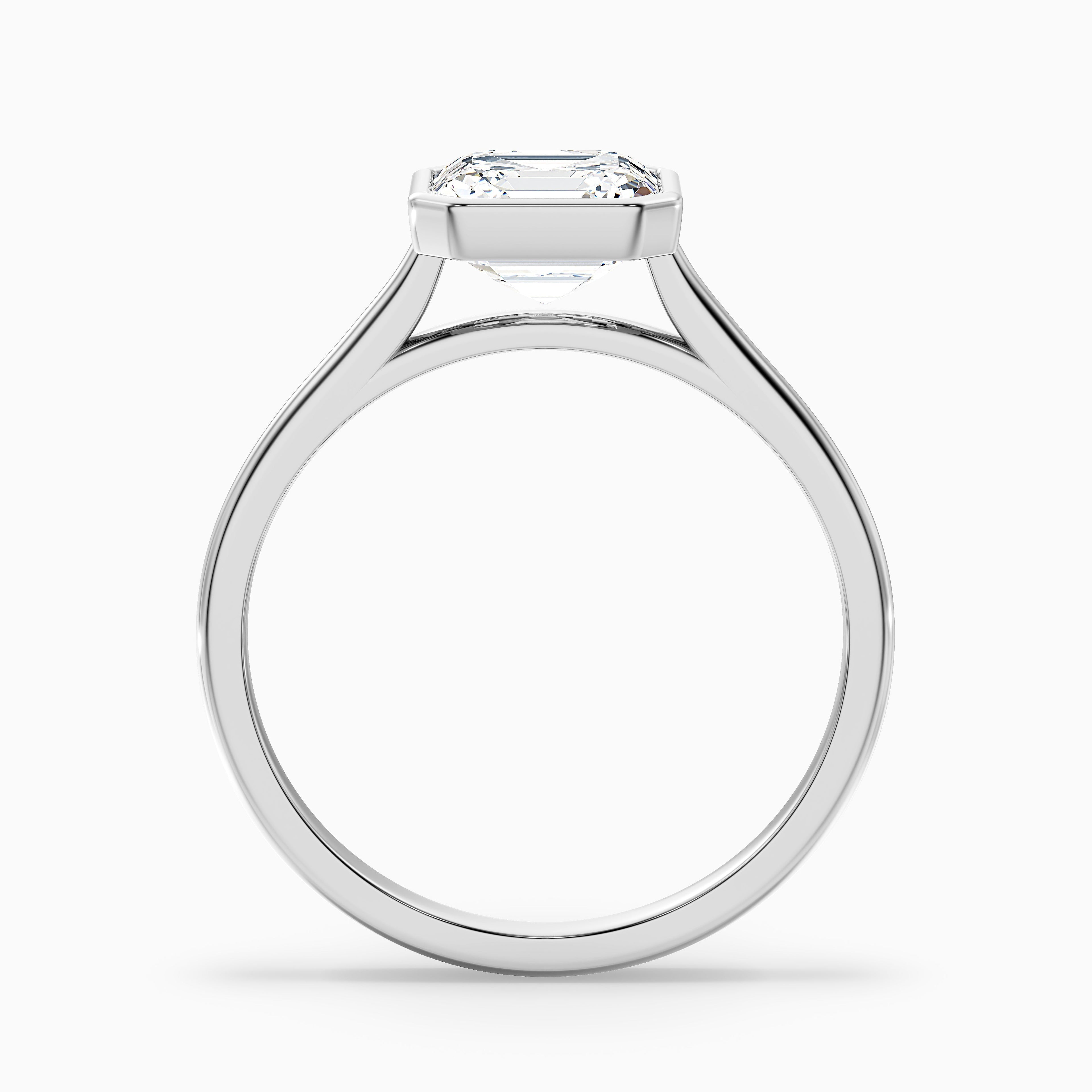 Marley 4.5 Carat Asscher Cut Diamond Bezel Set Solitaire Moissanite Engagement Ring in Platinum