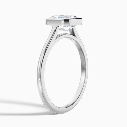 Marley 5.5 Carat Asscher Cut Diamond Bezel Set Solitaire Moissanite Engagement Ring in 10k White Gold