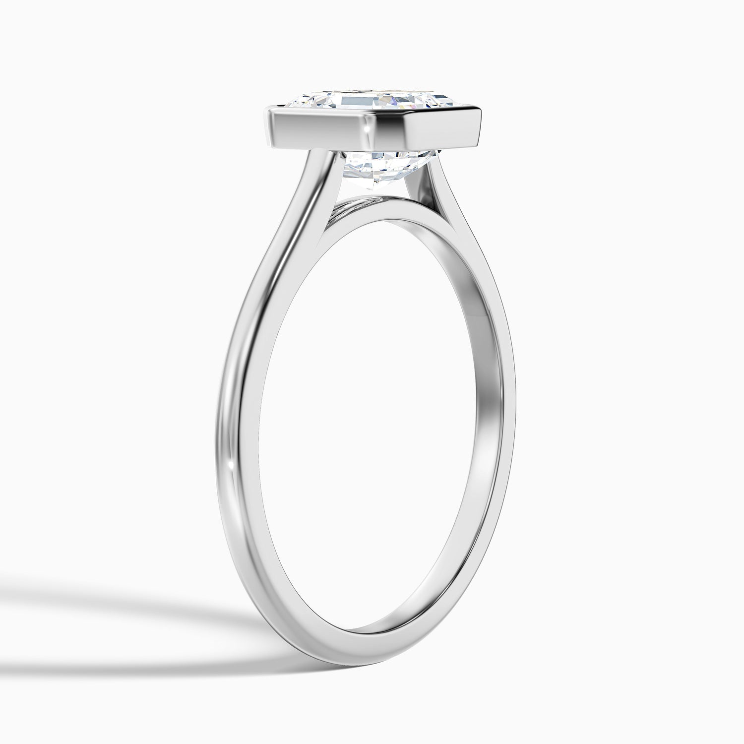 Marley 1.5 Carat Asscher Cut Diamond Bezel Set Solitaire Moissanite Engagement Ring in 14k Rose Gold