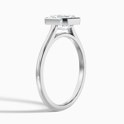 Louisa 1 Carat Asscher Cut Lab Grown Diamond Bezel Set Engagement Ring in 925 Sterling Silver