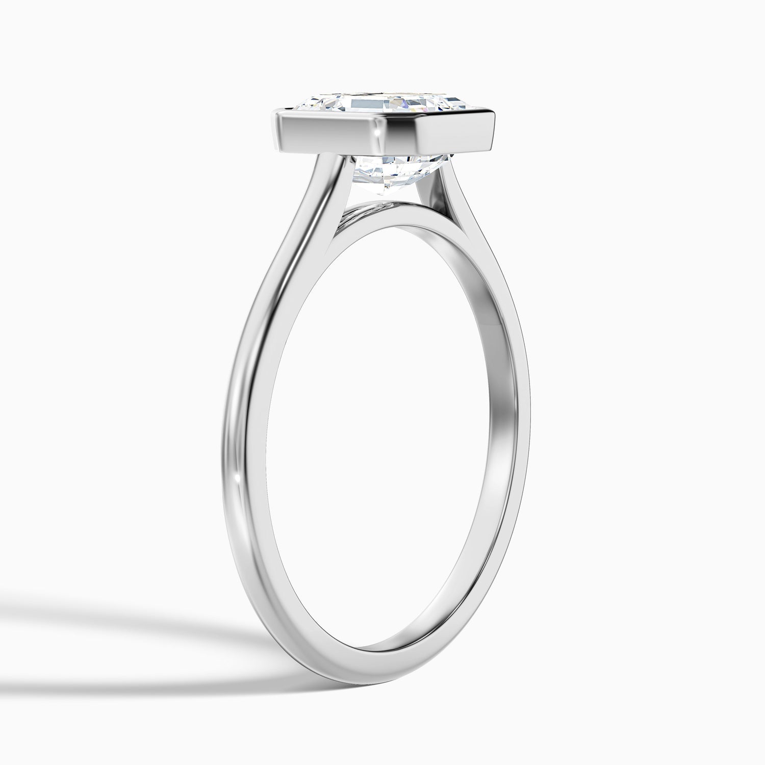 Louisa 2 Carat Asscher Cut Lab Grown Diamond Bezel Set Engagement Ring in 925 Sterling Silver