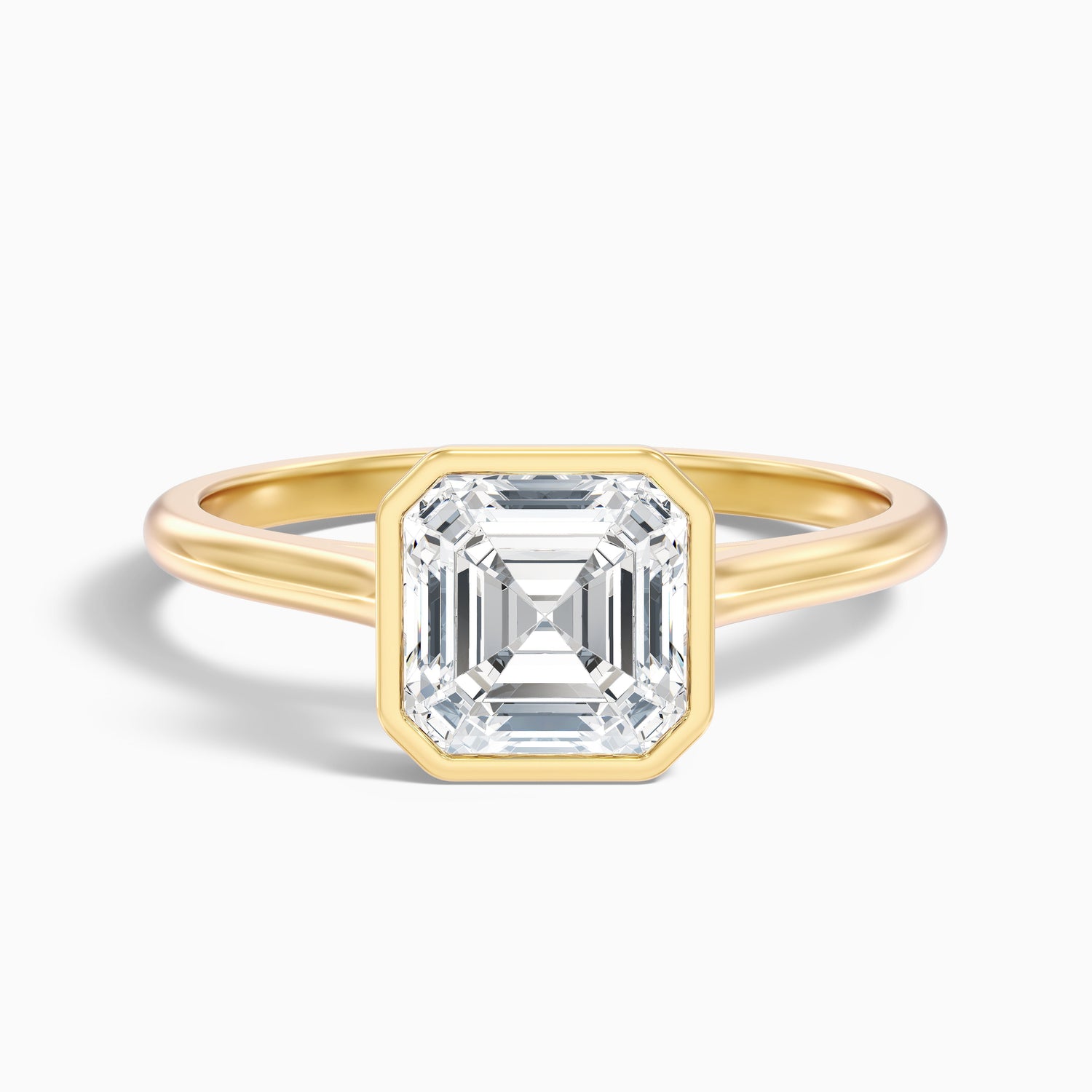 Louisa 5 Carat Asscher Cut Lab Grown Diamond Bezel Set Engagement Ring in 10k White Gold