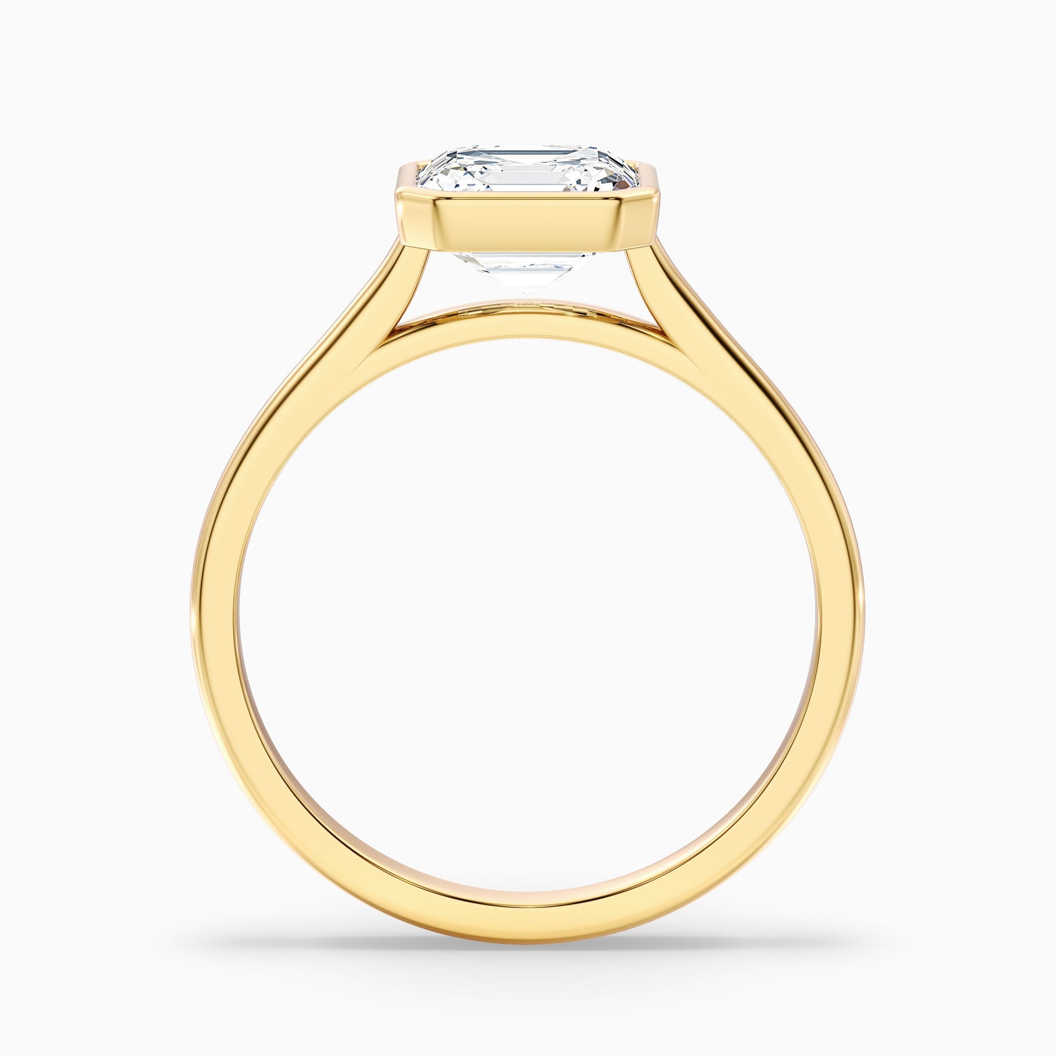 Marley 3 Carat Asscher Cut Diamond Bezel Set Solitaire Moissanite Engagement Ring in 14k Yellow Gold