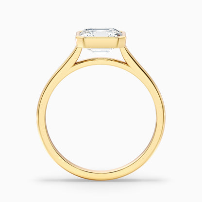 Marley 2 Carat Asscher Cut Diamond Bezel Set Solitaire Moissanite Engagement Ring in 925 Sterling Silver