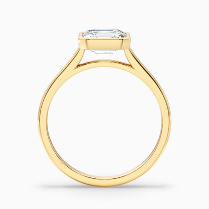 Marley 3.5 Carat Asscher Cut Diamond Bezel Set Solitaire Moissanite Engagement Ring in Platinum