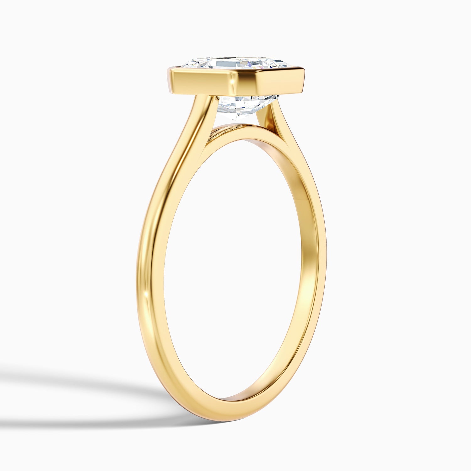 Marley 2.5 Carat Asscher Cut Diamond Bezel Set Solitaire Moissanite Engagement Ring in 14k Rose Gold