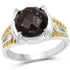 3.28 Carat Genuine Smoky Quartz, Yellow Diamond & White Diamond .925 Sterling Silver Ring by Bids.com