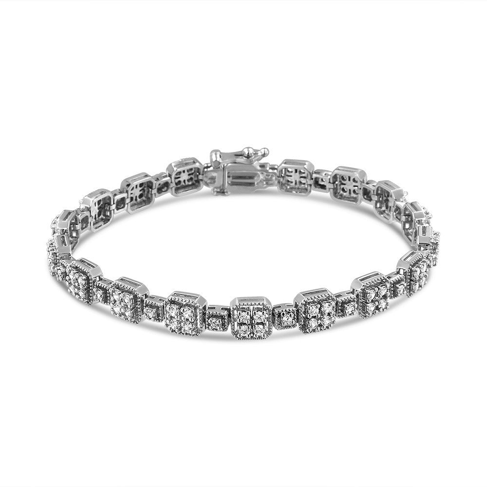 10K White Gold 2.0 Cttw Diamond Square Link Bracelet (J-K Color, I2-I3 Clarity) - Size 7.25" by Bids.com