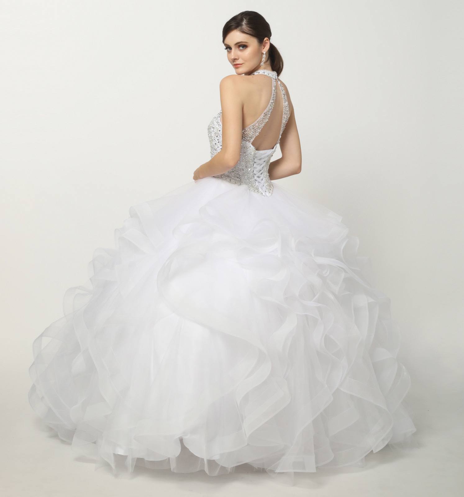 Juliet 1420 Crystal Beading Layered Tulle Skirt Quinceanera Dress by DiscountDressShop