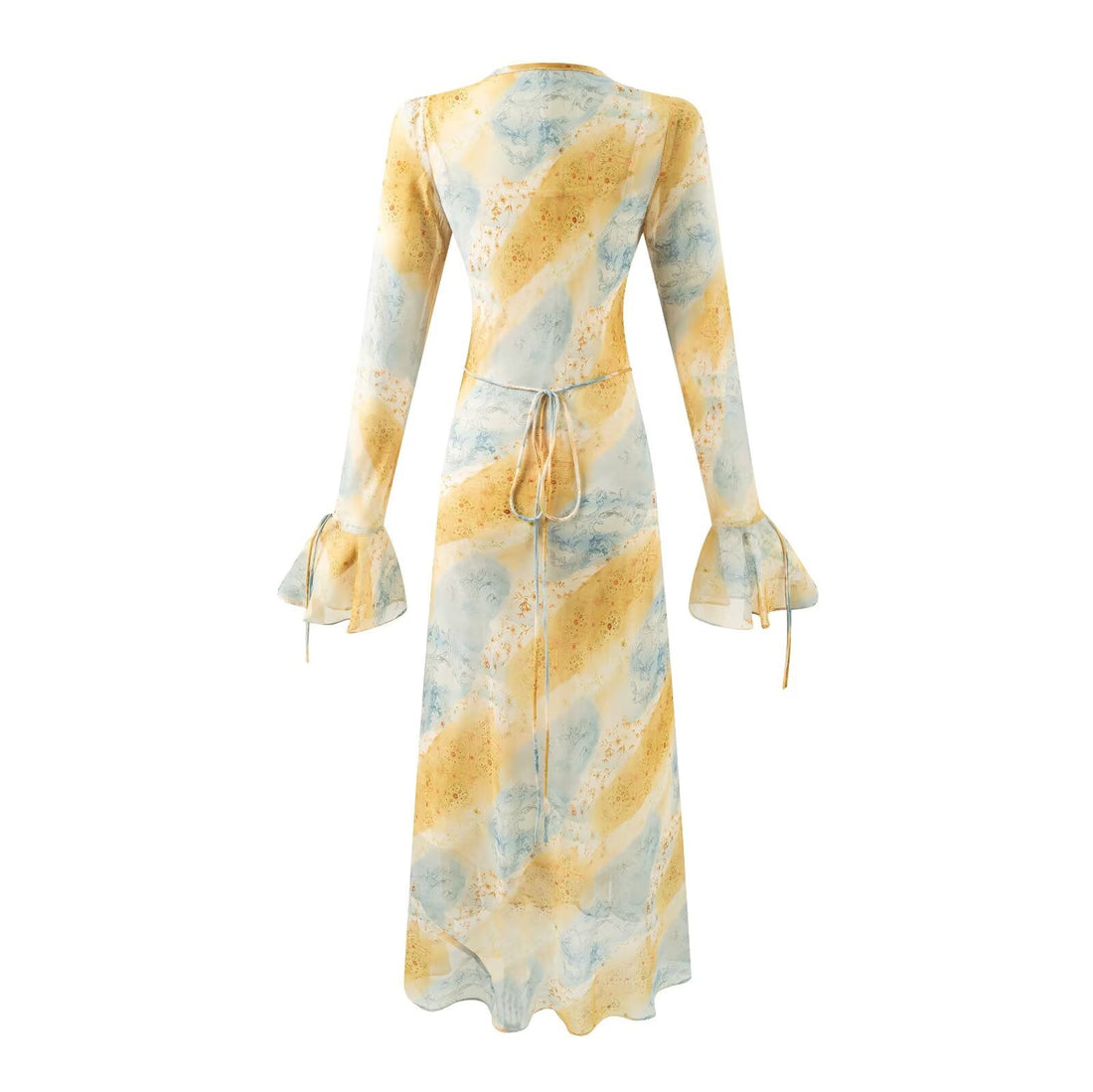 Autumn Women Clothing V neck Mid Length Printed Dress Women by Ragazza