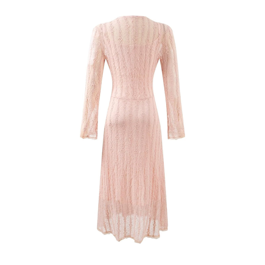 Sweet Jacquard Grid Chic Long Sleeve Dress Autumn Elegant Slim Midi Dress by Ragazza