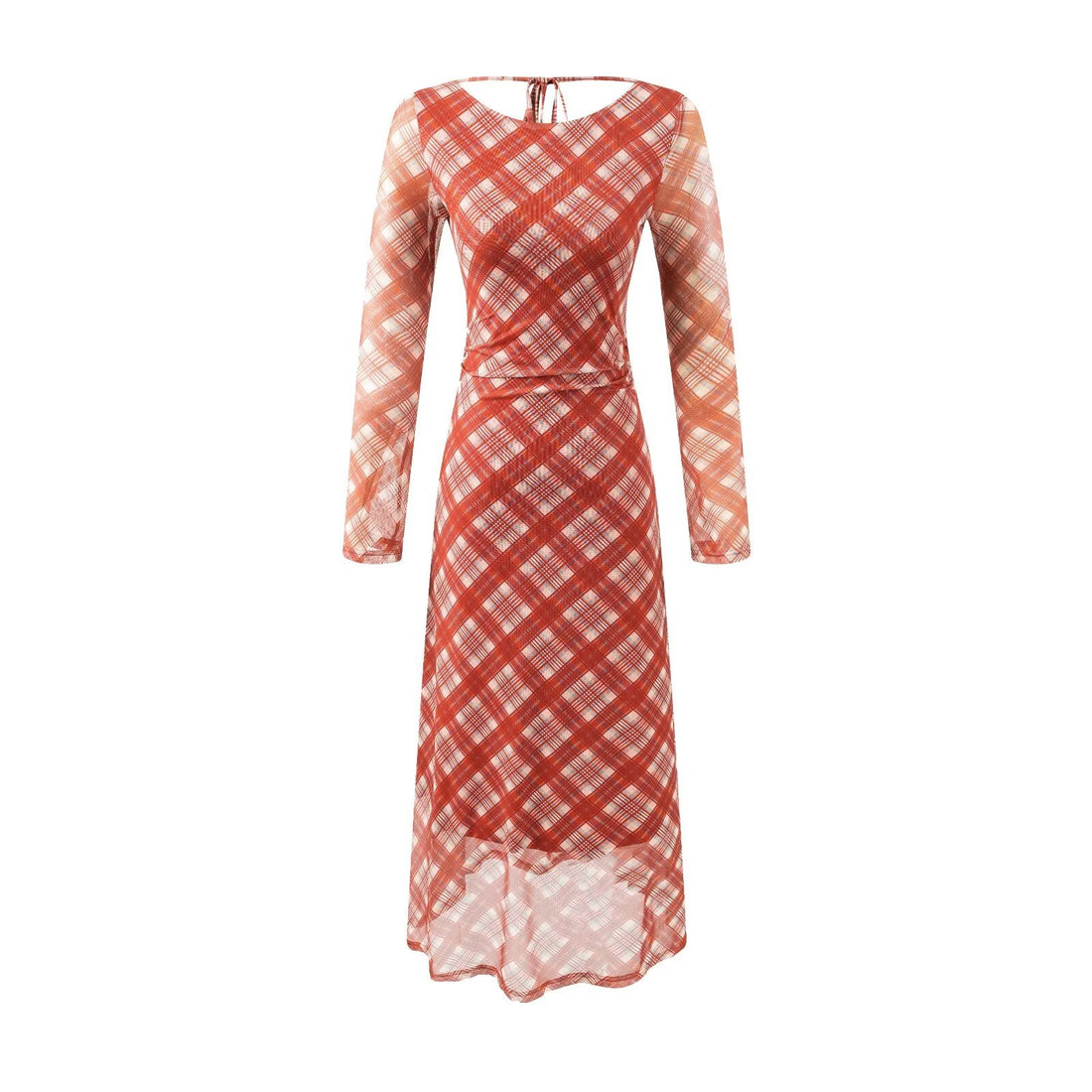 Casual Waist Controlled Sexy Backless Lace up Plaid Dress Women by Ragazza