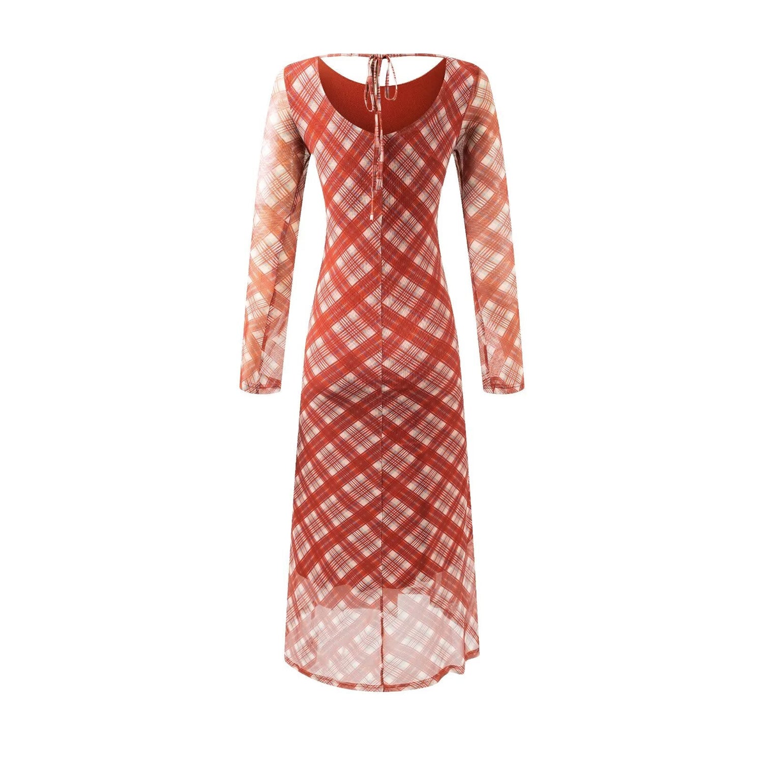 Casual Waist Controlled Sexy Backless Lace up Plaid Dress Women by Ragazza