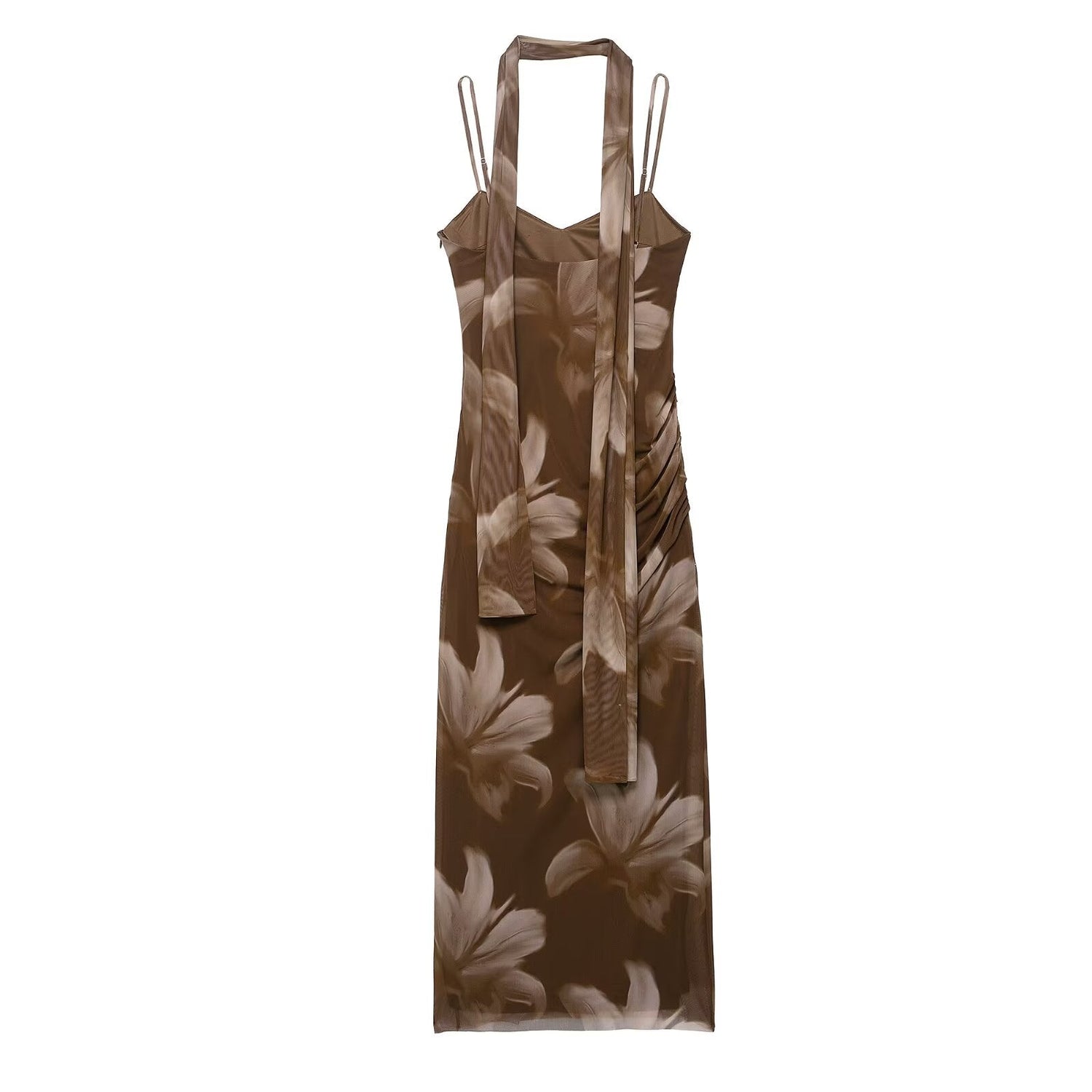 Women Clothing Printed Slim Figure Flattering Side Slit Dress by Ragazza